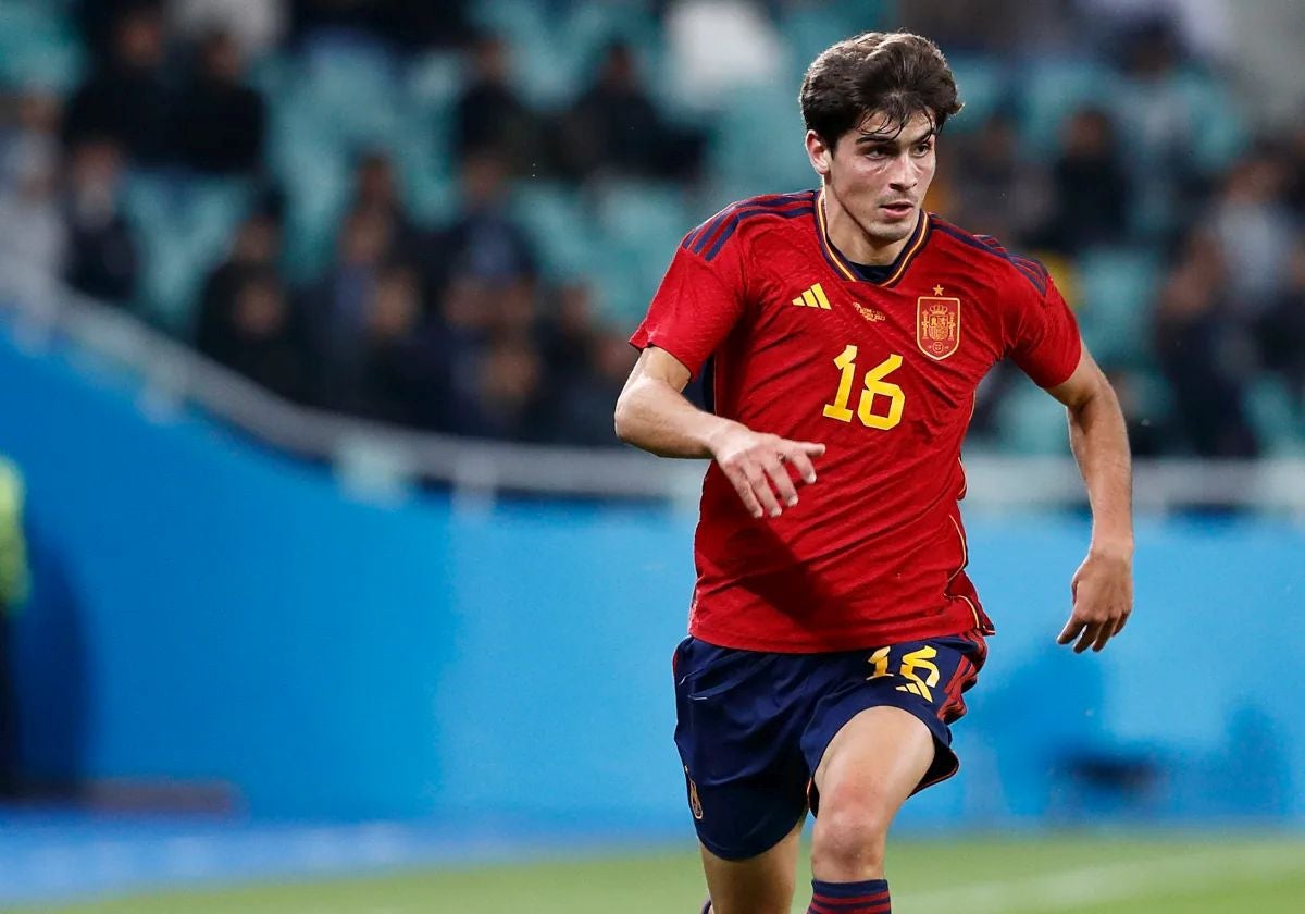 Juanlu, en un partido con la selección española sub 21