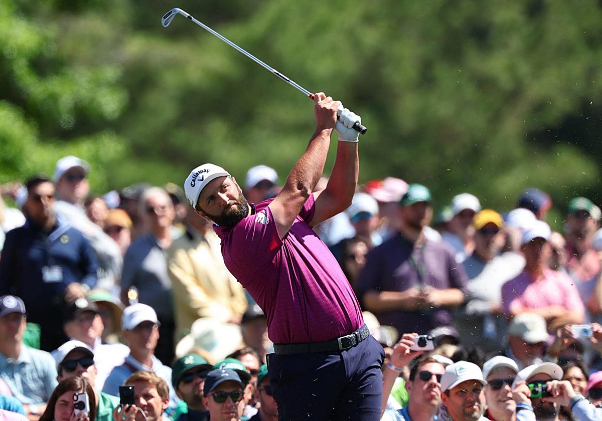 Rahm, durante la sesión de entrenamientos del Masters 2025