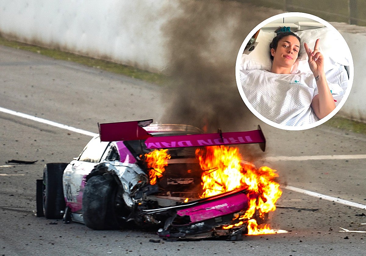 Estado del Porsche tras el accidente, aún con Marta García en el interior. La piloto, en el hospital