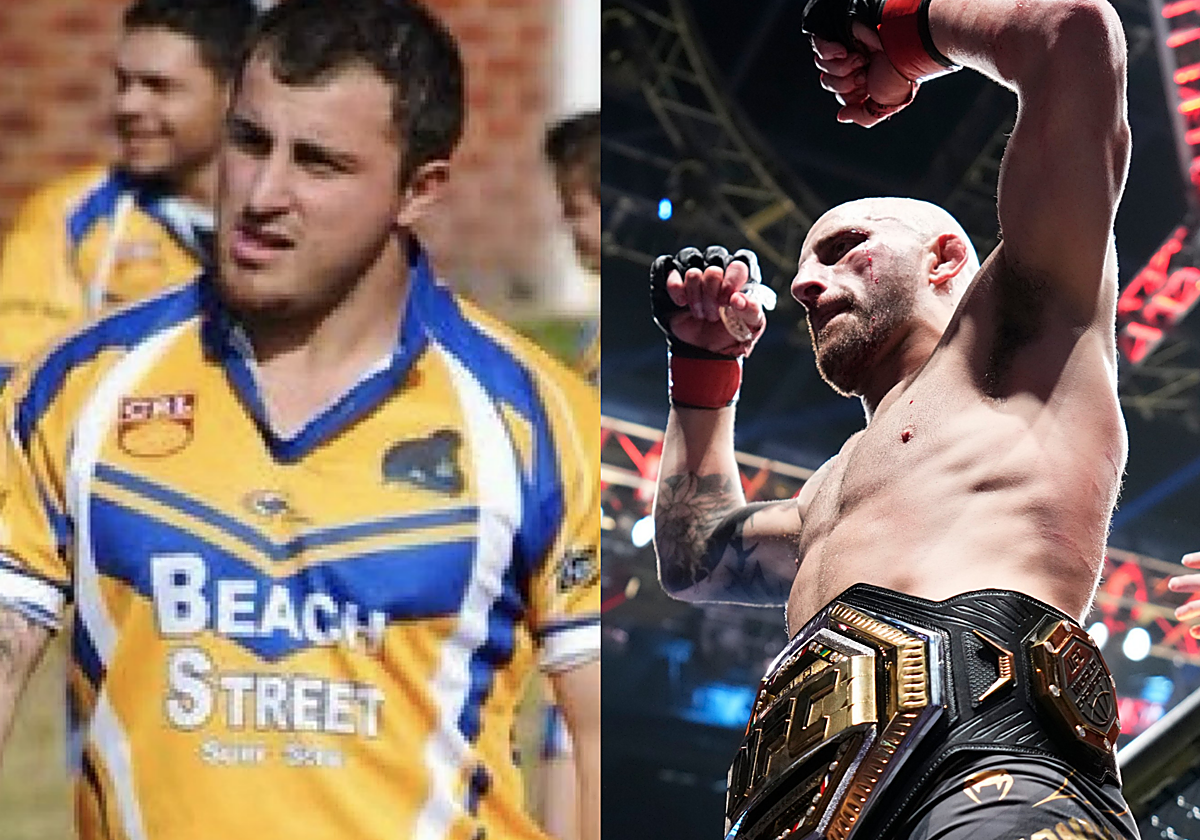 A la izquierda, Volkanovski en su etapa de jugador de rugby. A la derecha, como campeón del mundo