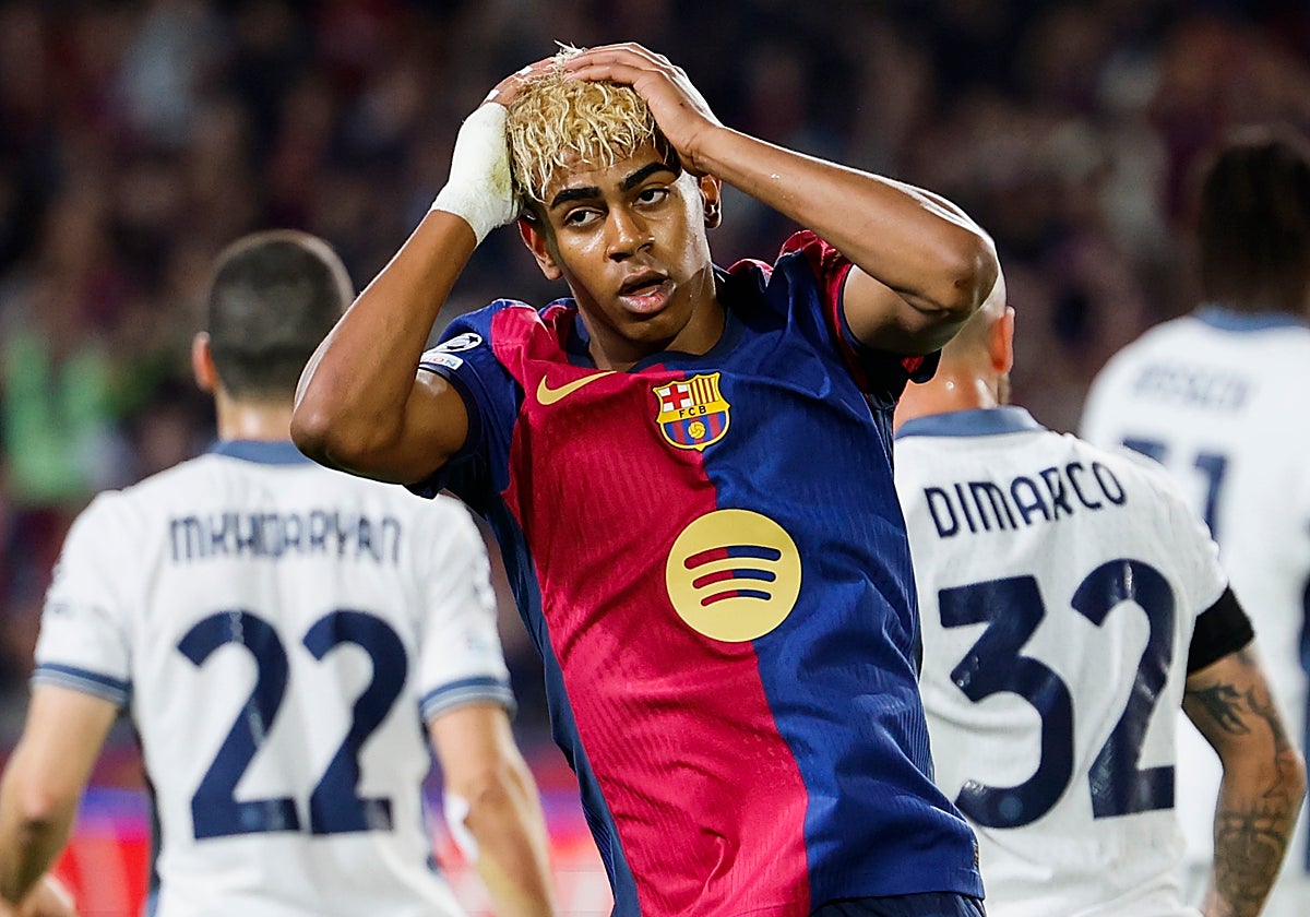 lamine Yamal, en el partido ante el Inter