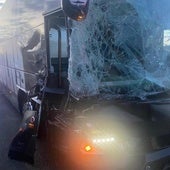 Estado en el que quedó el autobús del Cartagena