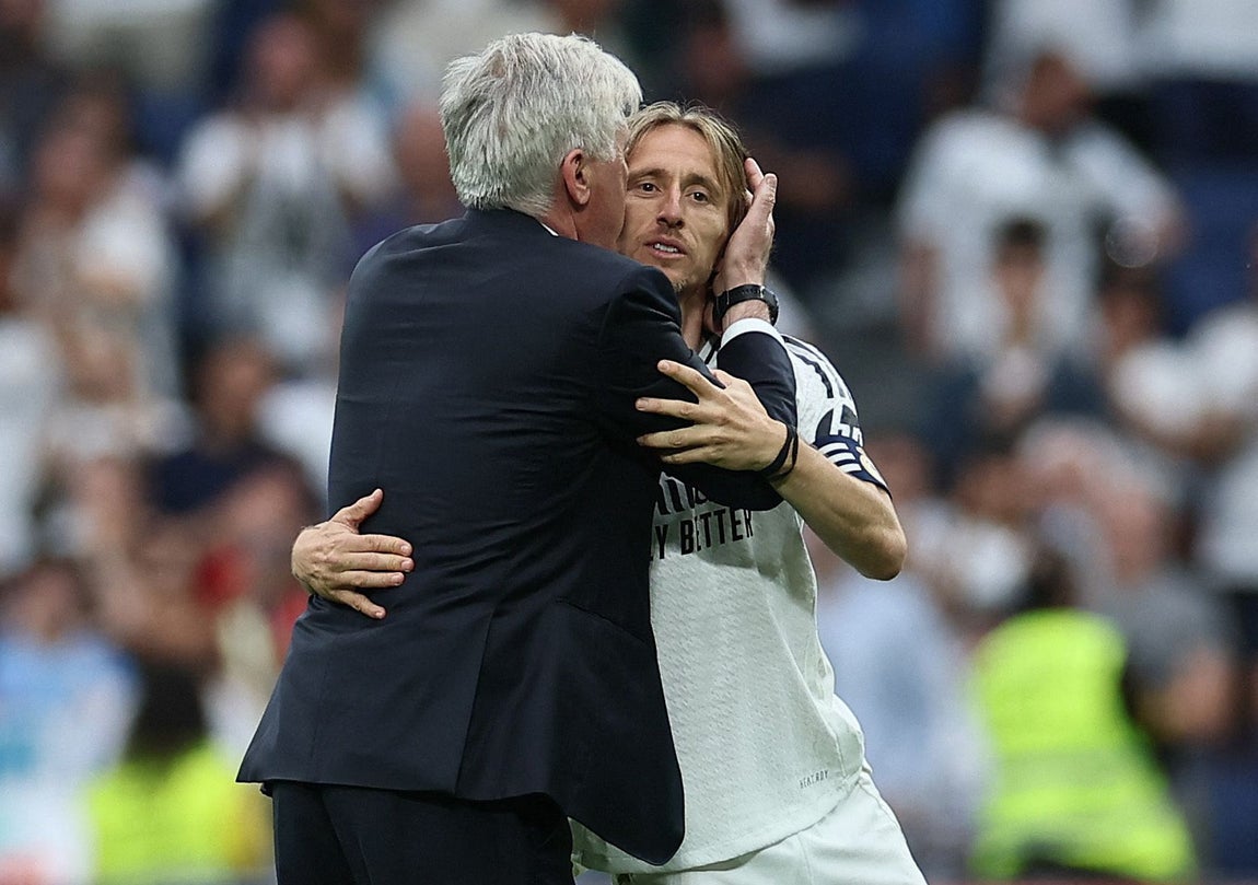 La despedida de Modric y Ancelotti en el Santiago Bernabéu, en imágenes