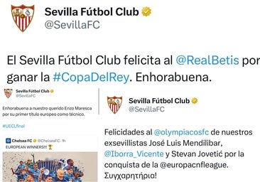 El protocolo del Sevilla FC con las felicitaciones por los títulos, incluido el Betis