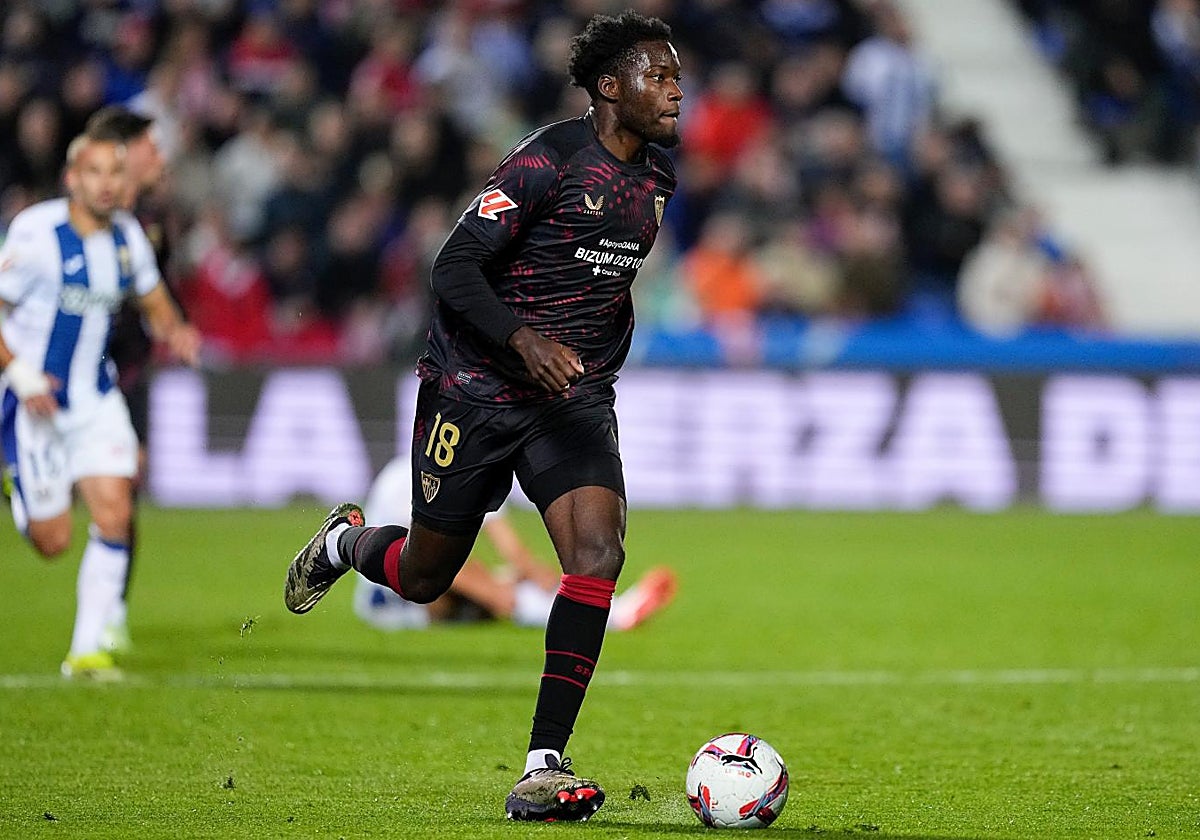 Agoumé durante el duelo disputado entre el Leganés y el Sevilla en Butarque