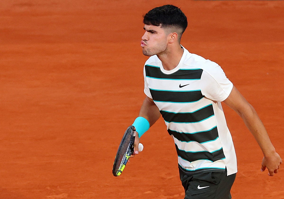 Alcaraz, durante su partido ante Dzumhur