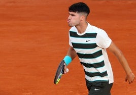 Alcaraz, durante su partido ante Dzumhur
