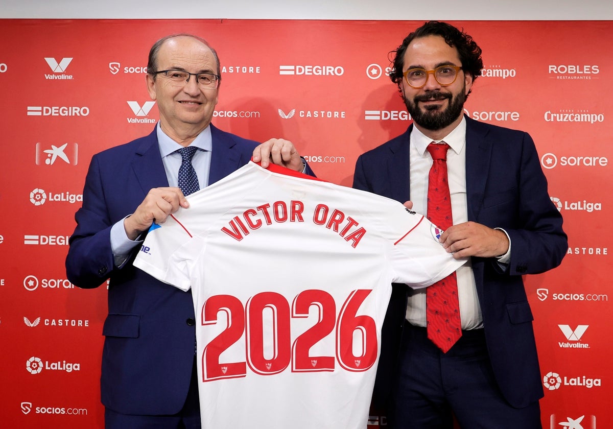Víctor Orta, en su presentación como director deportivo del Sevilla en 2023