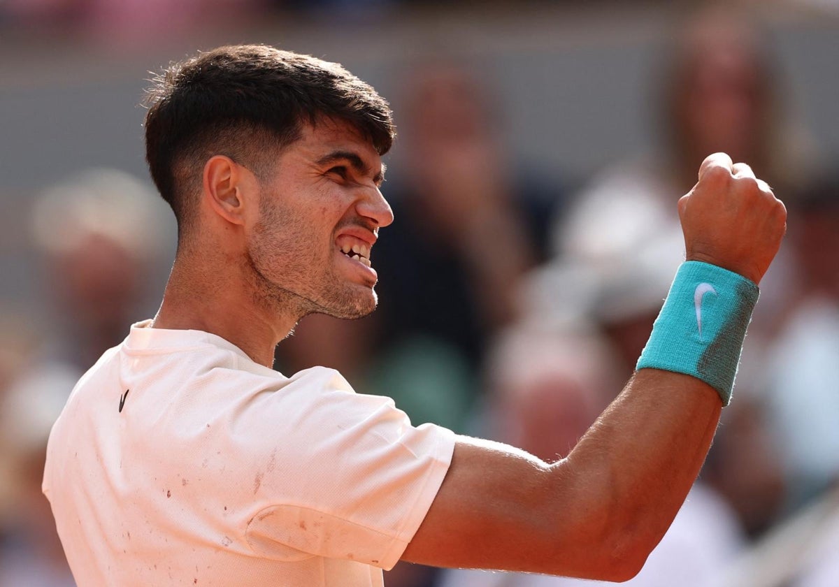 Carlos Alcaraz, durante el partido de Roland Garros