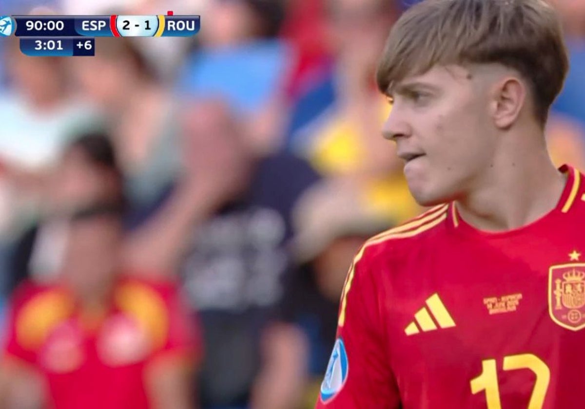 Jesús Rodríguez, en el encuentro entre España y Rumanía en el Europeo sub 21