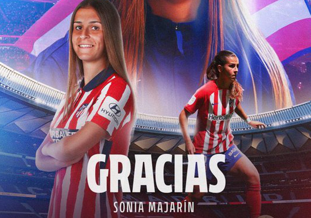 Mensaje de despedida a Sonia Manjarín publicado por el Atlético