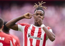 Nico Williams, tras marcar un gol con la camiseta del Athletic