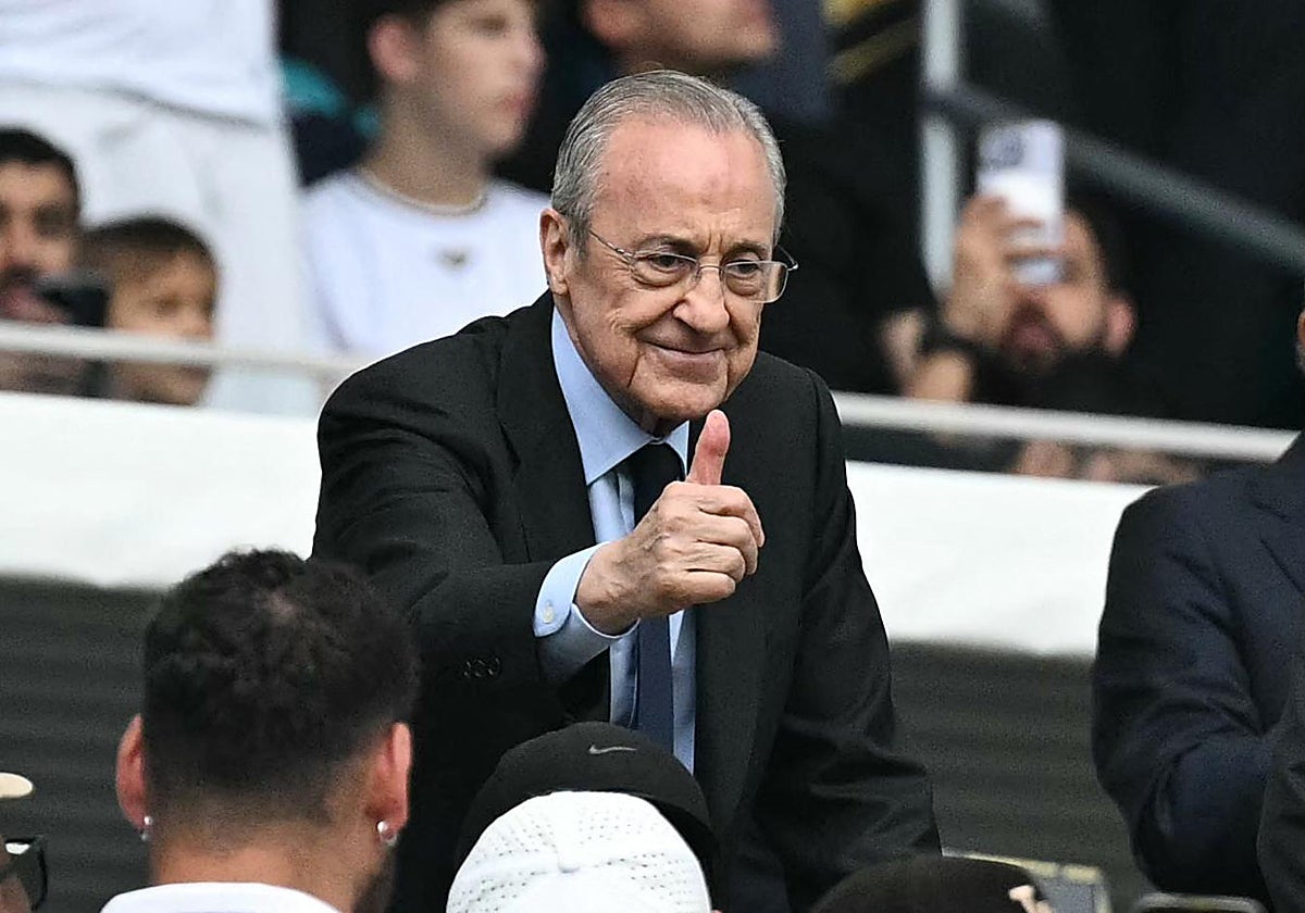 Florentino Pérez, en el Hard Rock Stadium durante el Real Madrid - Juventus (1-0)