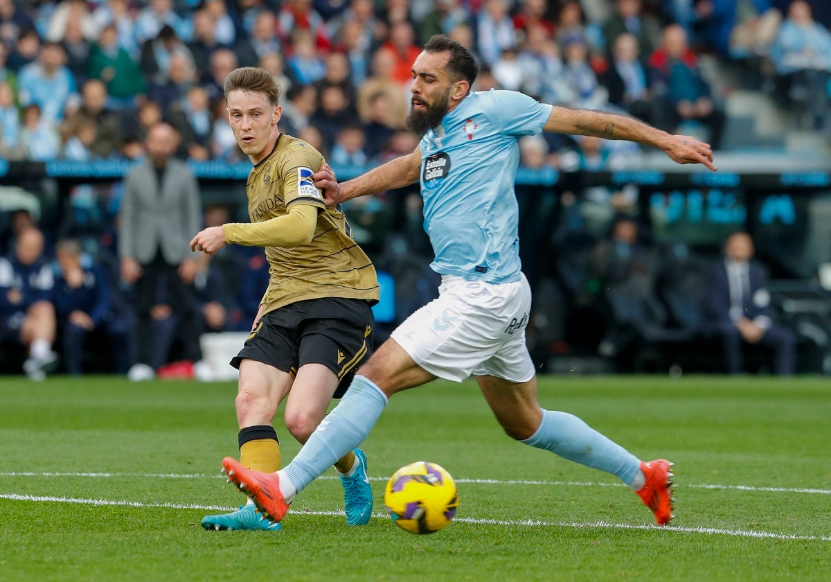 Borja Iglesias, durante su cesión en el Celta de Vigo