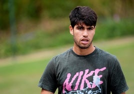 Carlos Alcaraz, durante un entrenamiento