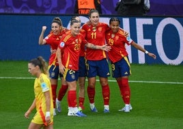 Las jugadoras celebran uno de los goles ante Bélgica