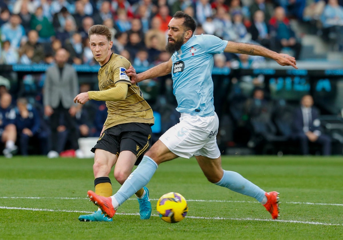 Borja Iglesias, en un partido del Celta