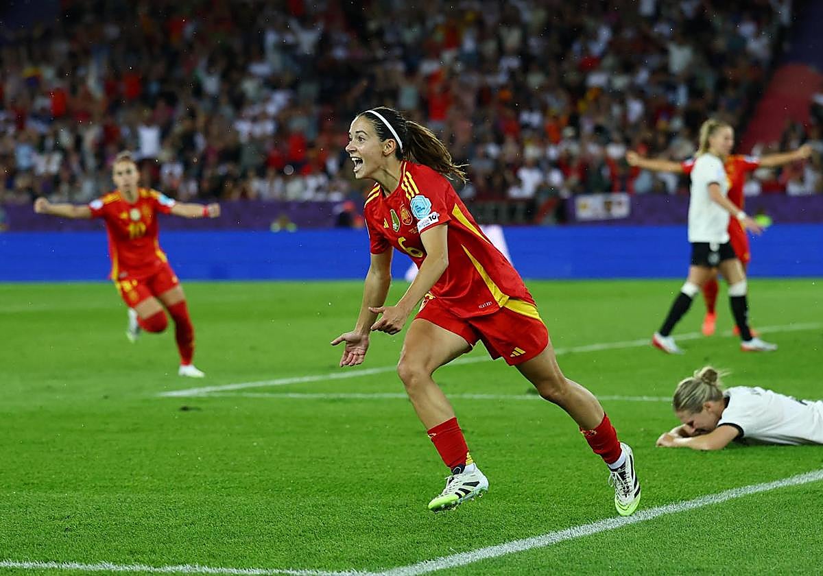 Aitama, tras marcar el gol en la prórroga que clasificó a España