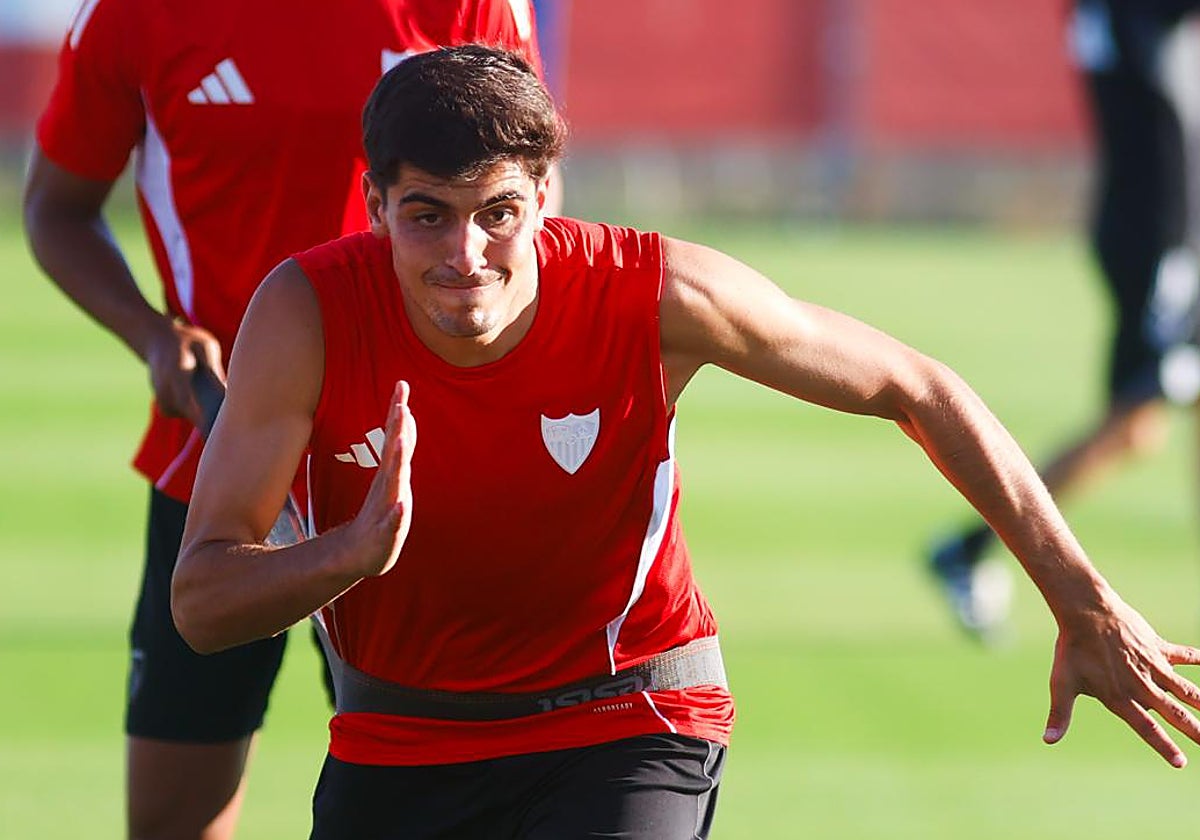Juanlu, en el entrenamiento de este miércoles