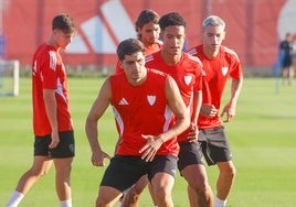 Juanlu, durante el entrenamiento de este miércoles