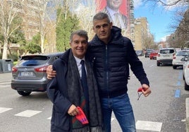 Joan Laporta, con Enric Masip