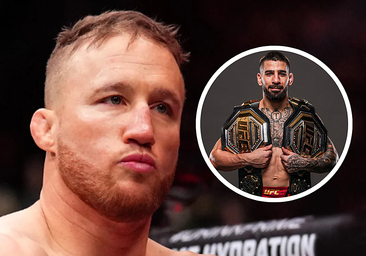 Justin Gaethje, peleador de MMA. En el círculo, Ilia Topuria
