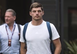 Max Verstappen, a su llegada al circuito de Hungaroring