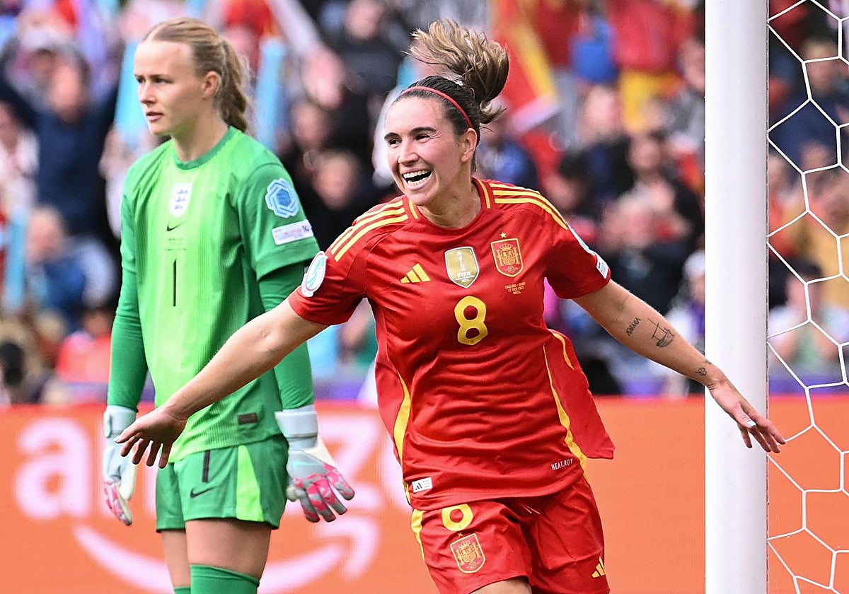 Mariona celebra su gol en la final de la Eurocopa ante Inglaterra
