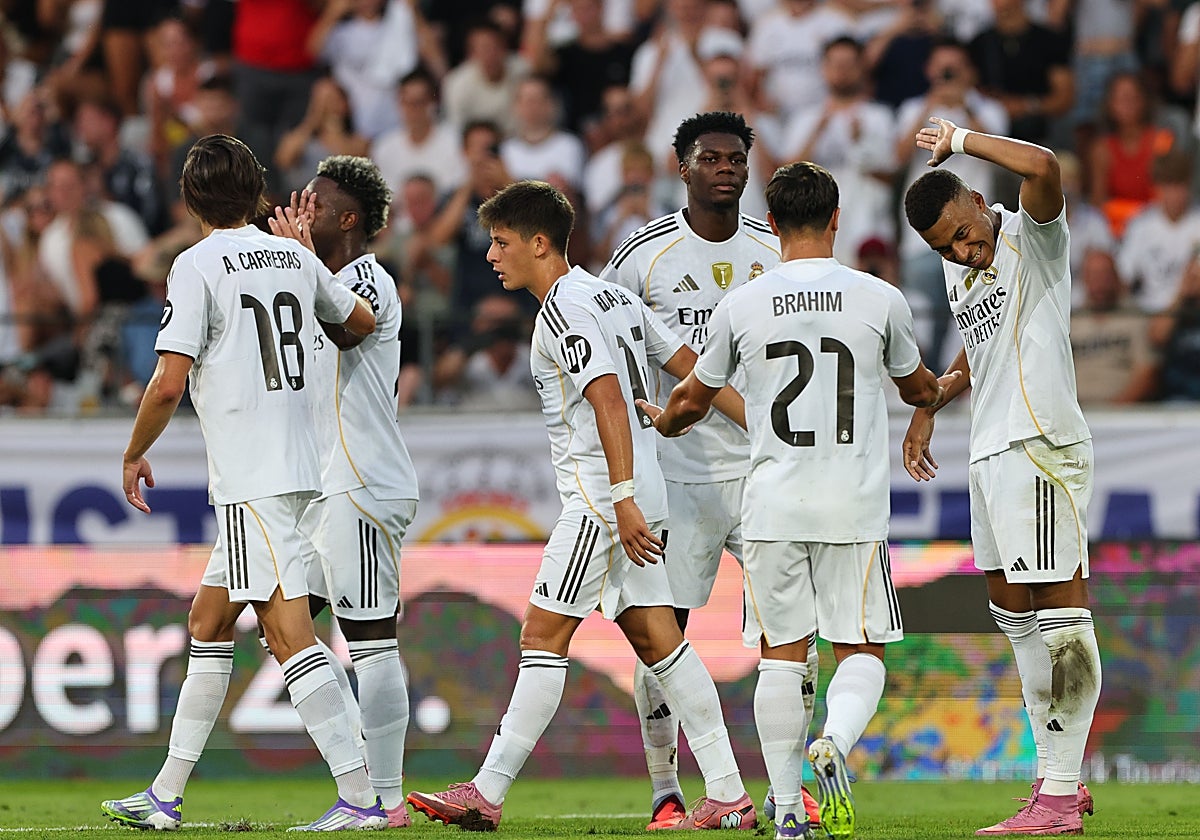Mbappé, celebrando el 0-2 del Madrid
