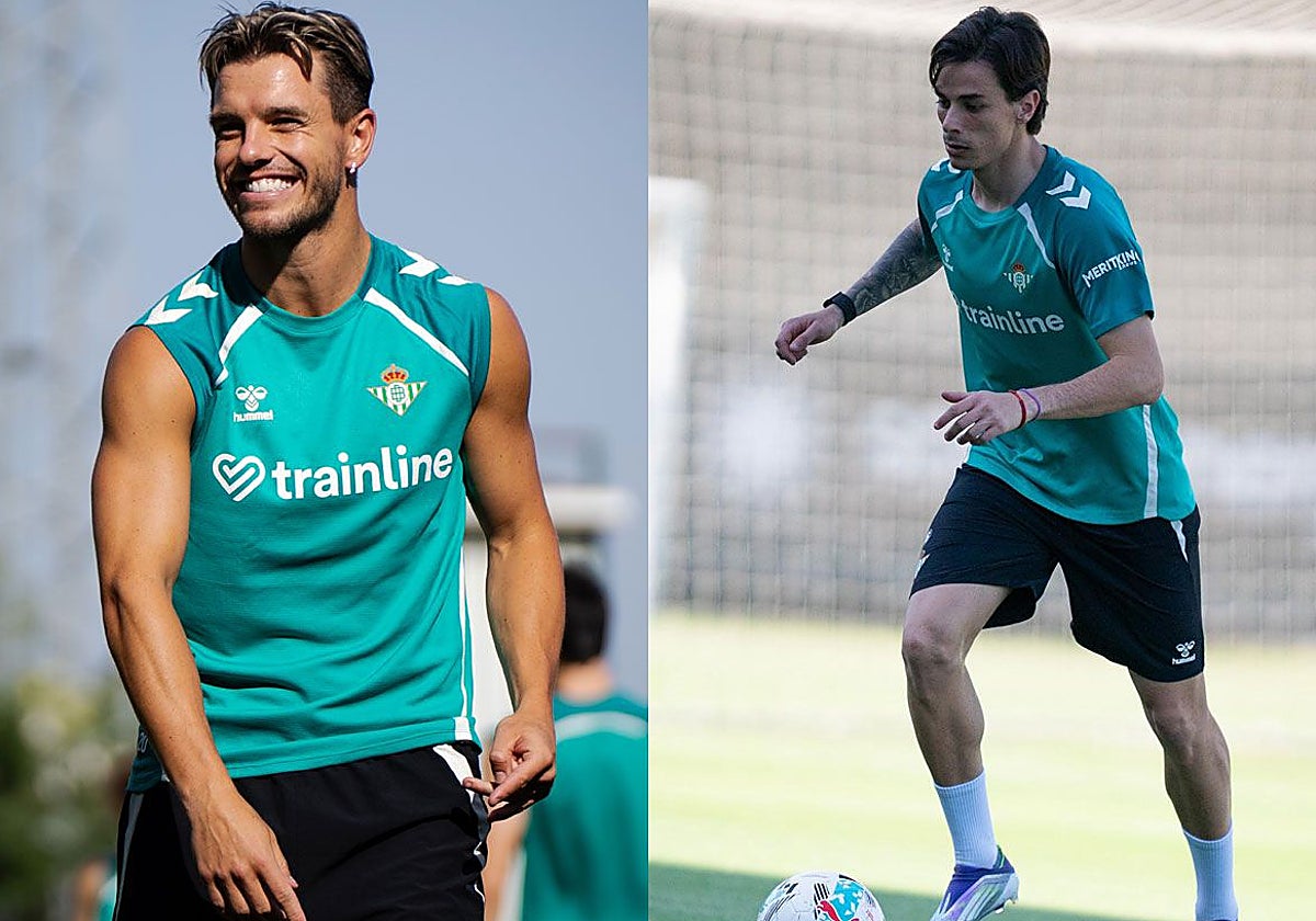Gio Lo Celso y Valentín Gómez en sendos entrenamientos con el Betis