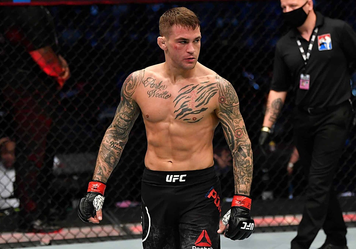 Dustin Poirier. durante una participación en el octágono