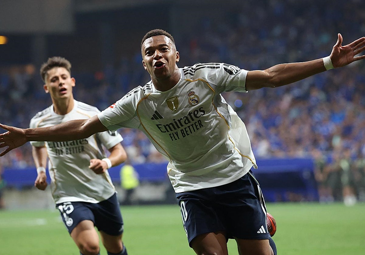 Mbappé, celebrando el 0-1