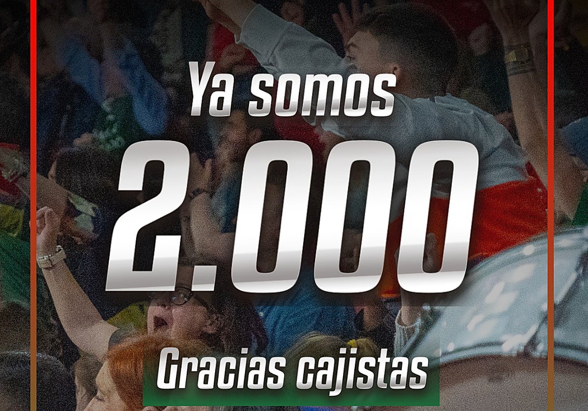 Así ha anunciado el club verdirrojo en sus redes sociales su cifra de abonados