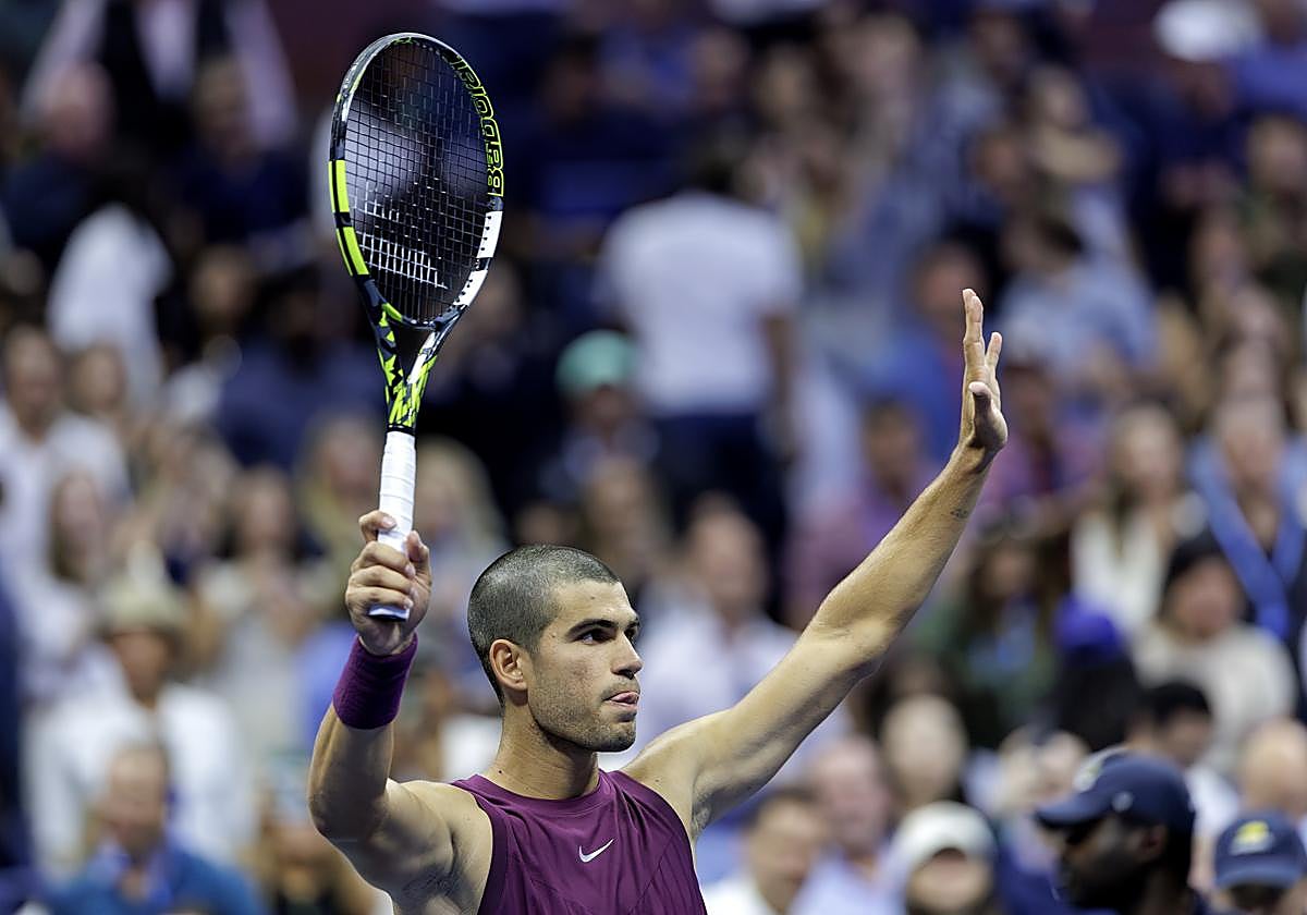 Carlos Alcaraz, en el partido de segunda ronda del US Open