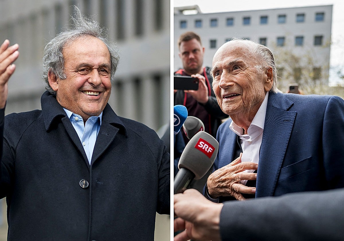 Joseph Blatter y Michel Platini, en marzo tras recibir la sentencia absolutoria