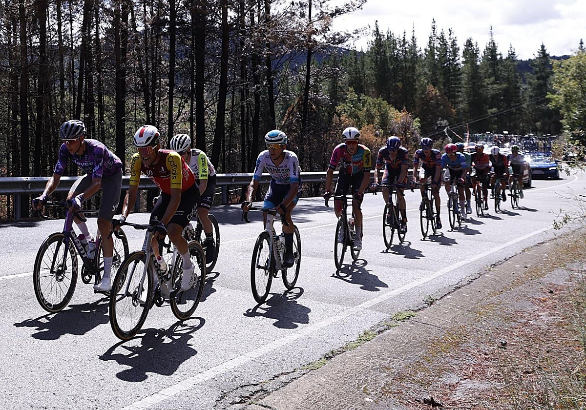 El pelotón, durante la 17ª etapa de la Vuelta