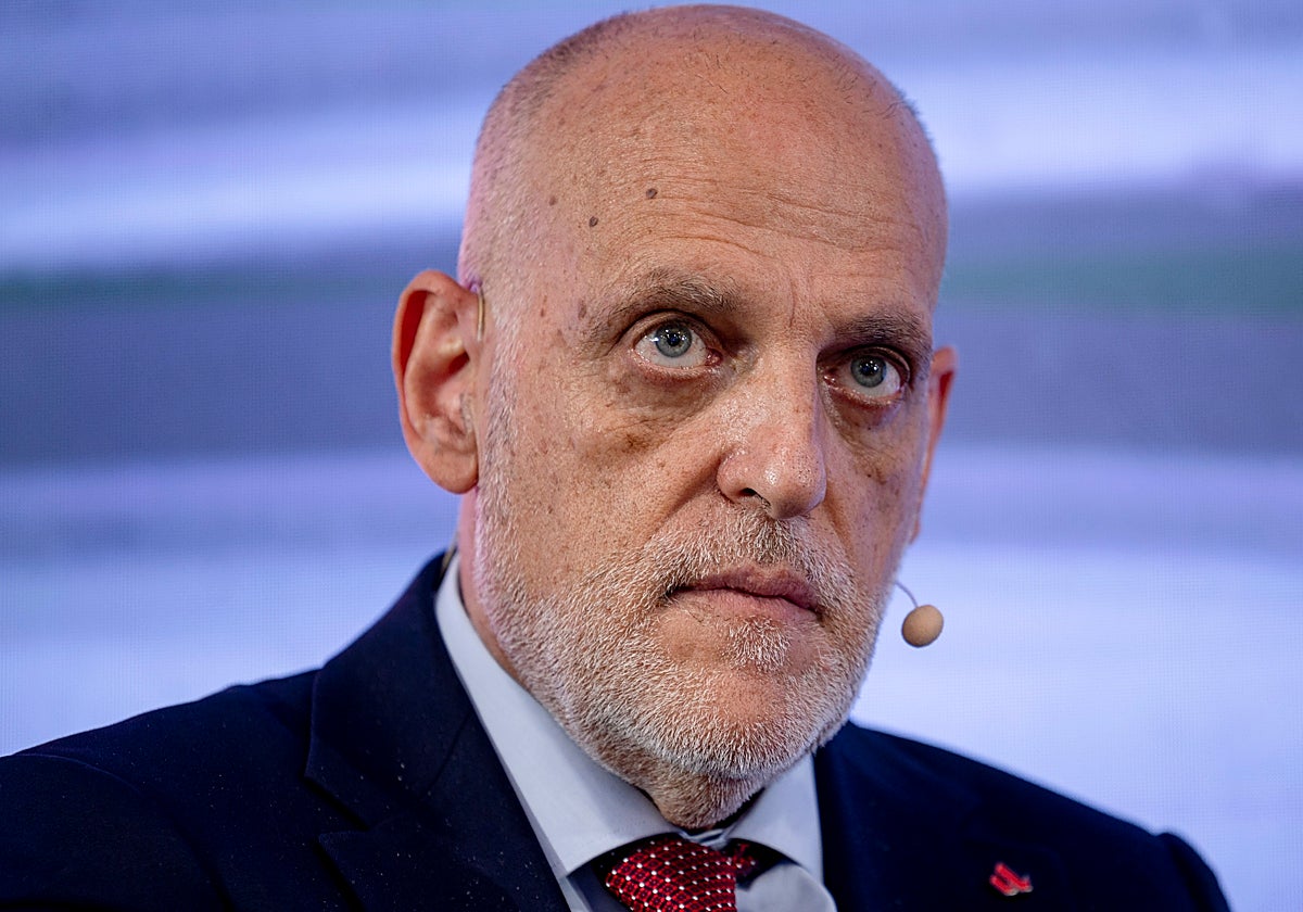 Javier Tebas, presidente de LaLiga, en su comparecencia de este viernes en Madrid