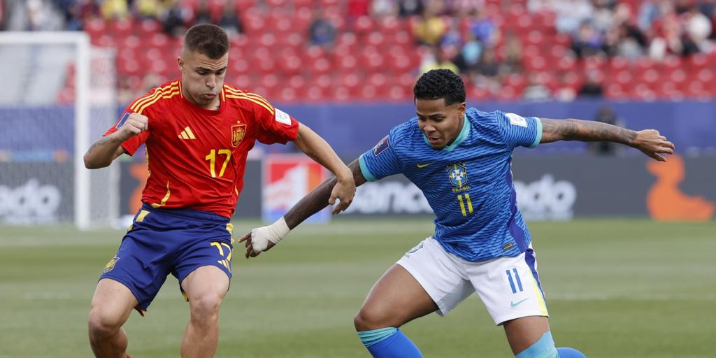 Pablo García, titular y asistencia en el triunfo de España sub 20 ante Brasil