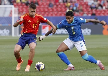 Pablo García, titular y pase en el gol del triunfo de España sub 20 ante Brasil