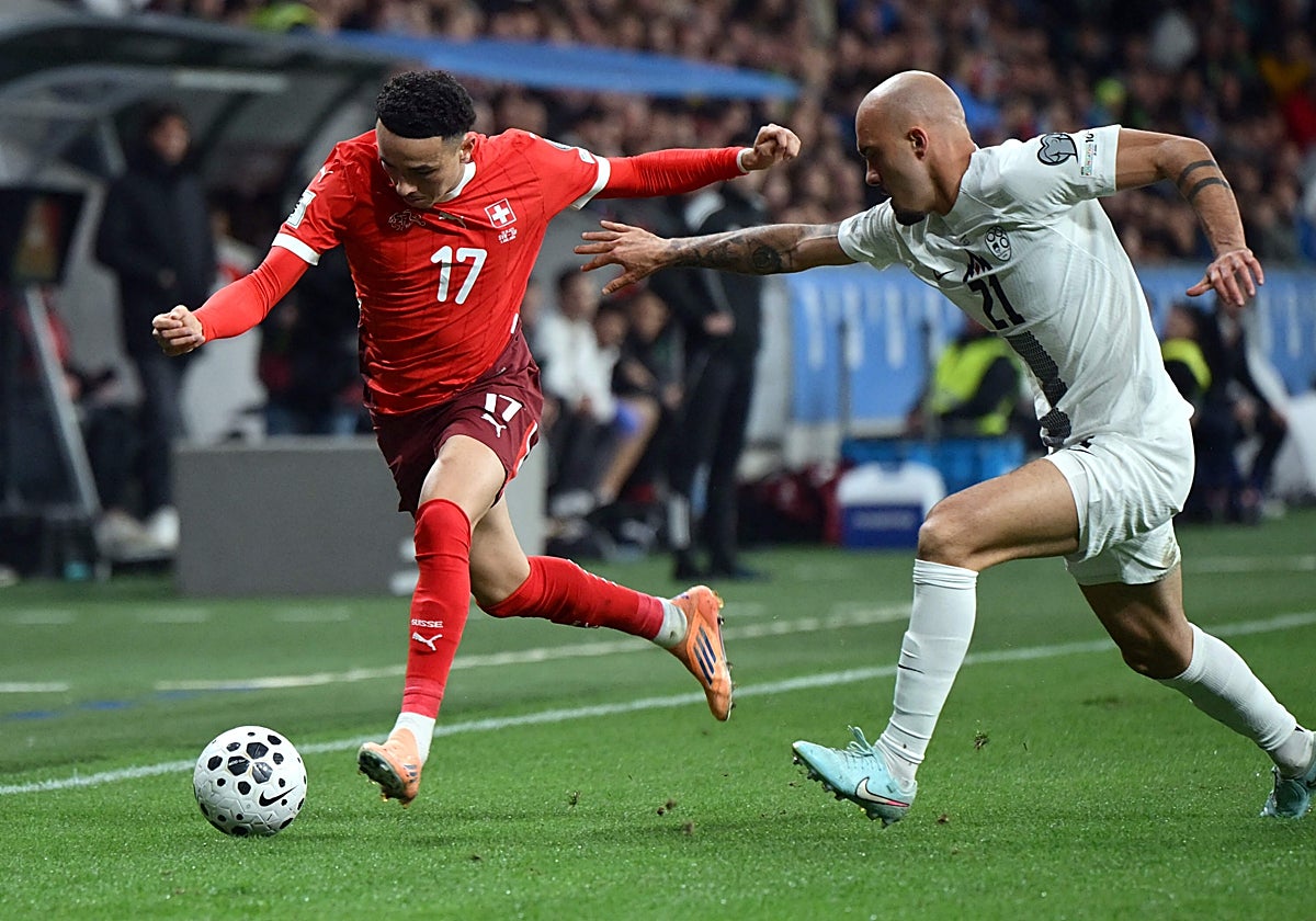 Rubén Vargas, durante el partido ante Eslovenia