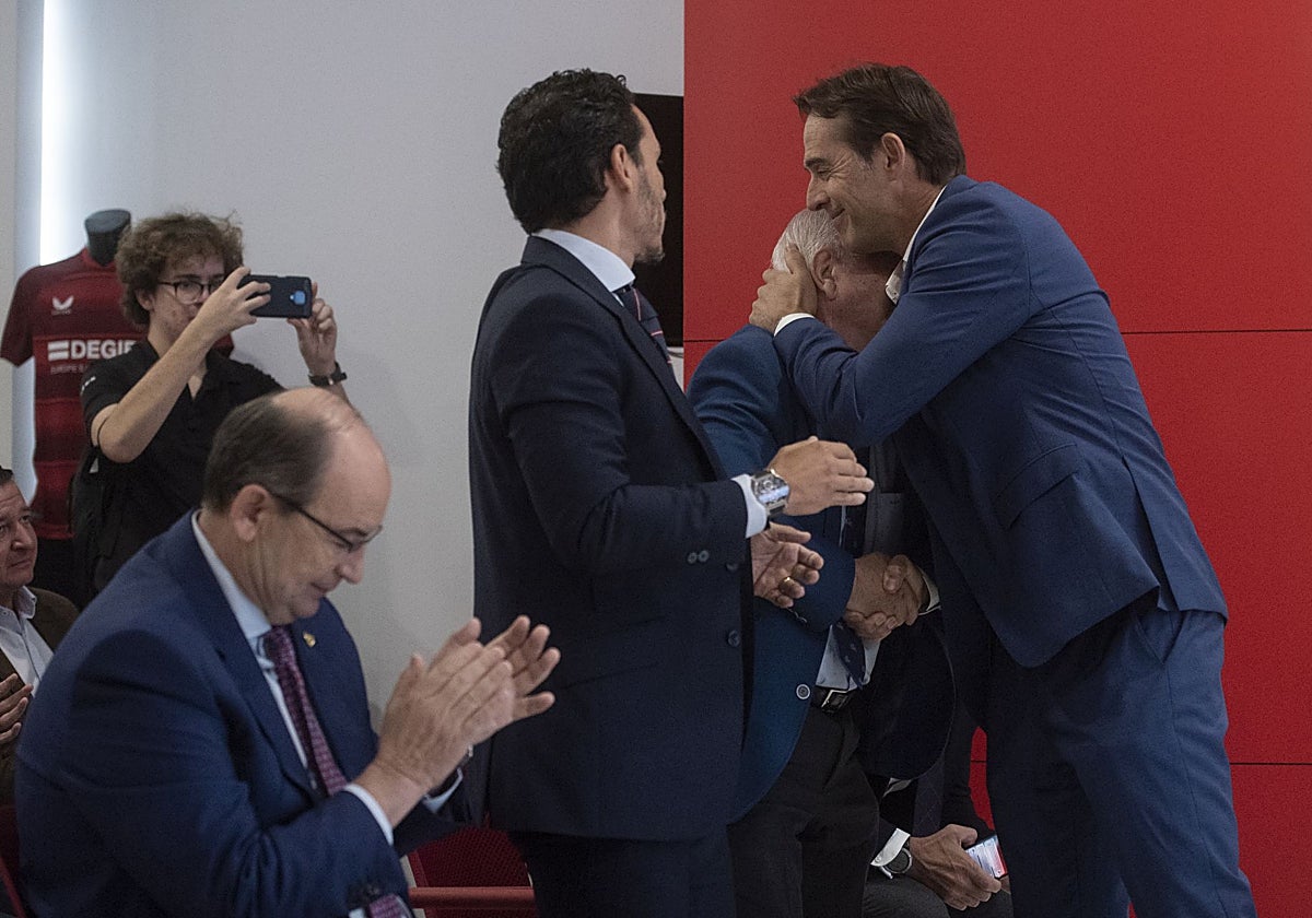 Julen Lopetegui, durante su acto de despedida del Sevilla
