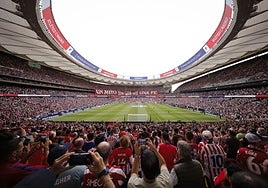 El Metropolitano, a reventar, en el partido de Liga de esta temporada contra el Madrid