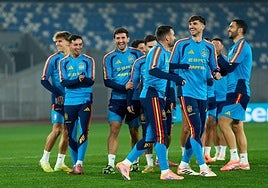 Los jugadores de la selección, en Tiflis