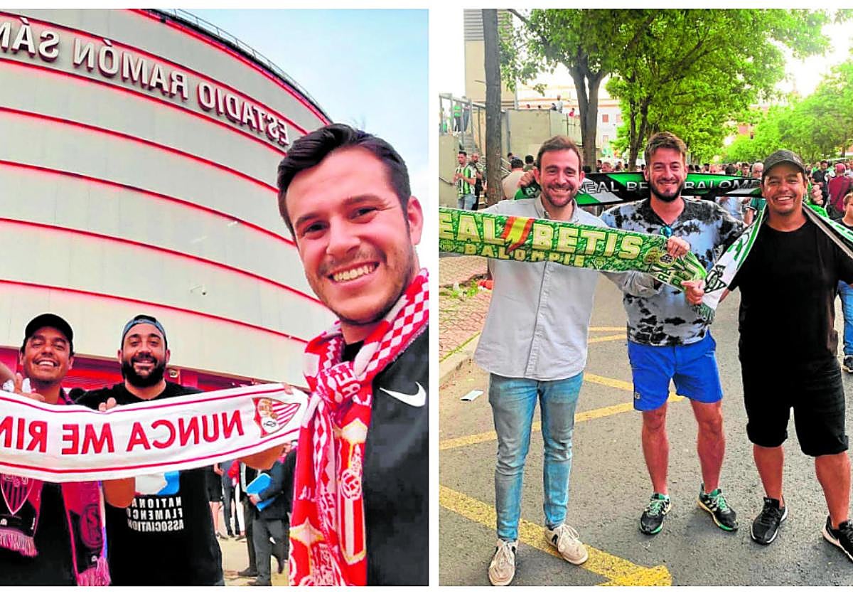 Ariel y Nelson con sus amigos sevillanos, en el Benito Villamarín y en el Sánchez-Pizjuán