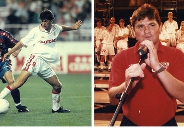 Matías Almeyda y José Antonio Camacho, jugador y entrenador del Sevilla, respectivamente, en la temporada 1996-97