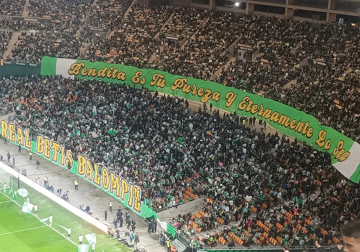 Tifo del Betis en su partido ante el Barça