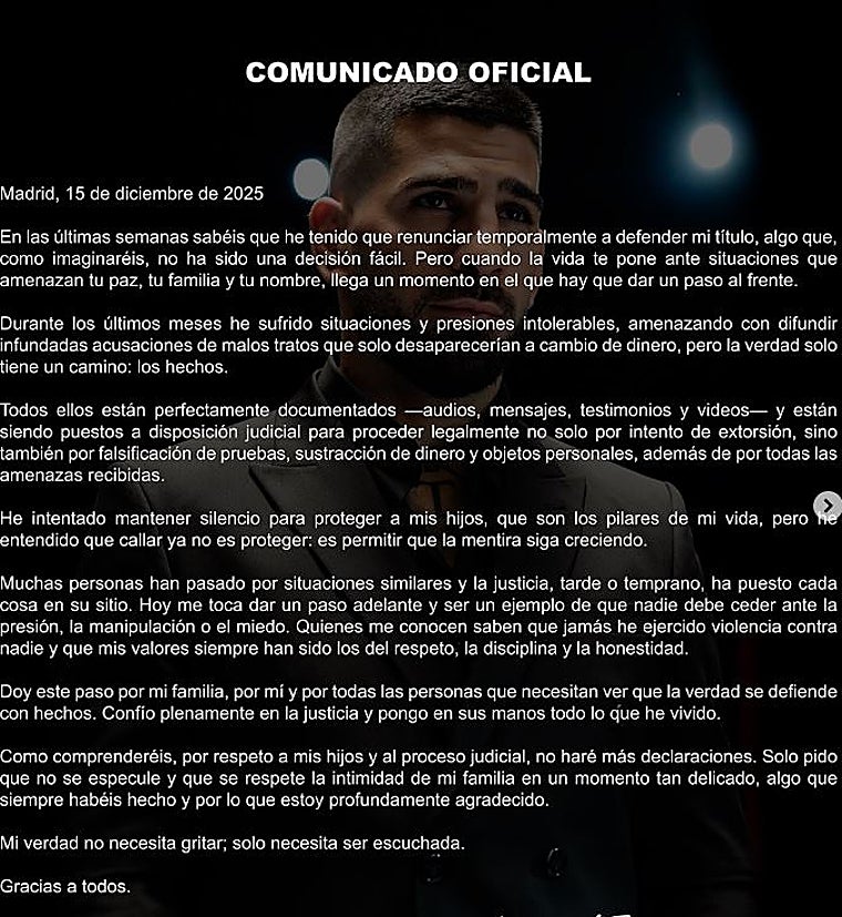 Ilia Topuria declares an extortion attempt and threats from her ex-partner: 