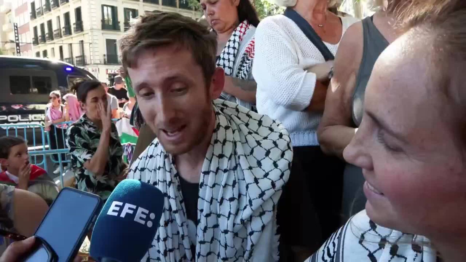 Protestas propalestinas en Madrid en la etapa final de La Vuelta ciclista