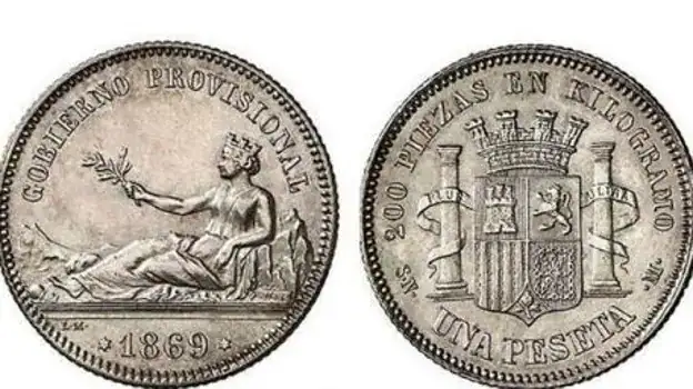 Moneda de una peseta de 1869