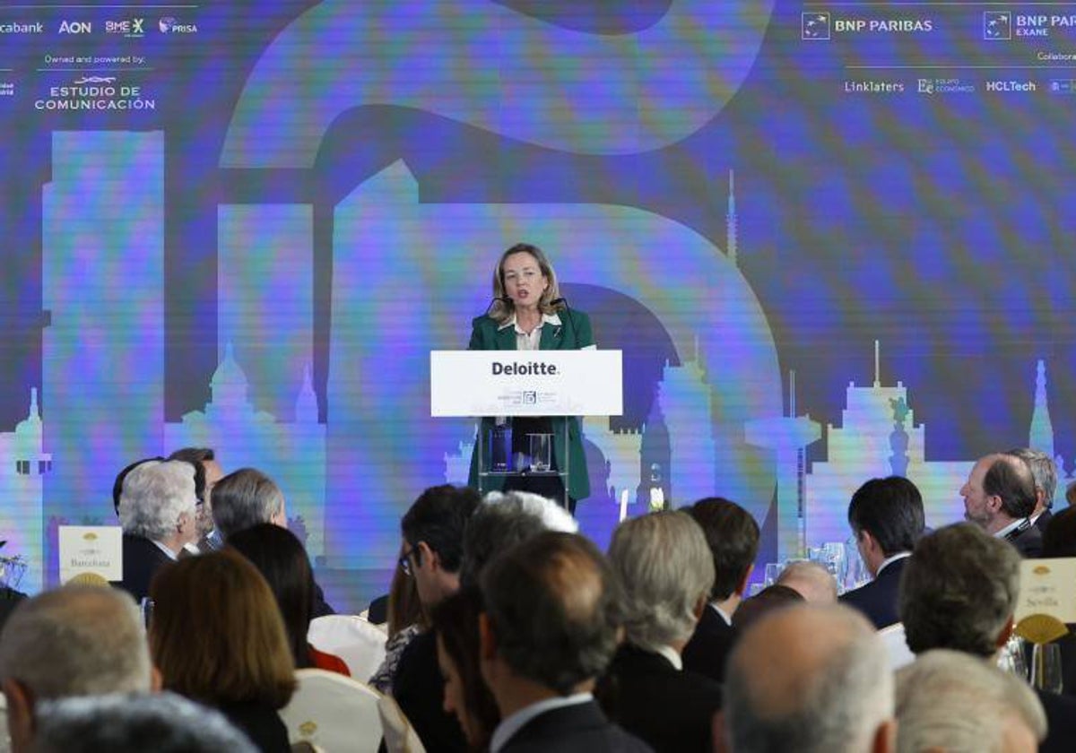 La vicepresidenta de Asuntos Económicos, Nadia Calviño, en el Spain Investors Day